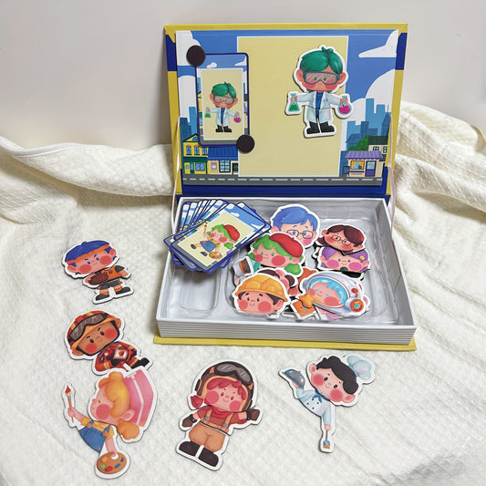 Magnetic Face Dress-Up Puzzle - 68 Mix-and-Match Accessories & 16 Cards, Quiet Time Learning Toy for Travel, Birthday, Home, or Preschool, Fun Gift for Kids Ages 3+, Educational Toys, Playful Design, Portable